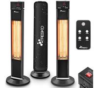 TRESKO Stufa a Infrarossi 2000W a Torre con Telecomando | Riscaldatore elettrico a Infrarossi con 3 Livelli di Calore | Stufa elettrica a infrarossi da Terrazzo per Fuori e Dentro