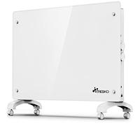 TRESKO Stufa Elettrica Basso Consumo Bianco 1500W | Stufa Elettrica basso consumo | Termoconvettore con Rotelle | Termosifone Elettrico Portatile | Termoconvettore a Parete con Termostato per Casa