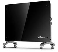 TRESKO Stufa Elettrica Basso Consumo Nero 1500W | Stufa Elettrica basso consumo | Termoconvettore con Rotelle | Termosifone Elettrico Portatile | Termoconvettore a Parete con Termostato per Casa