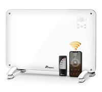 TRESKO Termoconvettore in vetro 2000 W, APP WiFi, riscaldatore elettrico con telecomando, termoconvettore in vetro Touch e display LCD, riscaldamento elettrico a pavimento o a parete (bianco)