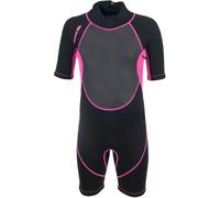 Trespass Costume da bagno per bambini Astor - Bambini 3Mm Short Wetsuit Nero / Passion Rosa 92/98 - ca. 2-3 Jahre Nero