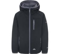 Trespass Kian, Giacca Softshell con Cappuccio Cresciuto Unisex-Bambini e Ragazzi, Nero, 5-6 Anni