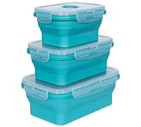 Trespass - Set da Pranzo Unisex, Set di Tre scatole per Il Pranzo Pieghevoli, 750 ml, 550 ml, 350 ml, Lavabili in lavastoviglie e Adatti al microonde, Colore: Laguna