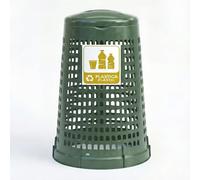 Trespolo cestino grande 100 lt Bidone Spazzatura Esterno raccolta della plastica immondizia differenziata Portasacco in Plastica Verde Made in Italy con Coperchio e Anello Fermasacco 58x90cm