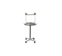 Trespolo Pappagalli Nero con Ciotole, Vassoio di 60 cm e Ruote - Alto 129 cm