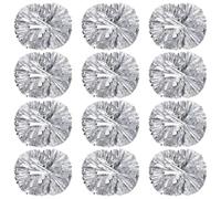 Tressify 12 pompon da cheerleader, 29 cm, argento, con manici, per eventi sportivi e feste