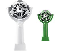 Tressify 2 mini ventilatori portatili a forma di calcio, ricaricabili tramite USB, rotabili a 360°, con base e cordino, 18,21 x 10 x 7 cm, bianco e verde, per gli appassionati di attività all'aperto