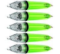 Tressify 5 pezzi luce da pesca alimentata a batteria con LED verde, 4,7 in lampada esca subacquea, illuminazione a 360 gradi, coda prismatica