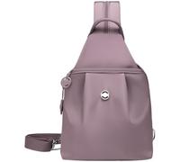 Tressify Borsa a tracolla in nylon viola, mini marsupio da donna, design coreano, piccola borsa a tracolla da viaggio, tracolla regolabile, tasca frontale con patta