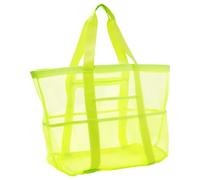 Tressify Borsa da spiaggia in rete, borsa per telo mare con tasche e scomparto bagnato, borsa da piscina, borsa a tracolla traspirante a prova di sabbia per vacanze in famiglia, viaggi, nuoto, verde