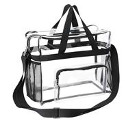Tressify Borsa tote trasparente per giochi di lavoro e sport, borsa da viaggio in PVC trasparente approvata dallo stadio con cinghie regolabili e tasca frontale, grande capacità, 27,5 x 14 x 27,5 cm