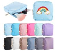 Tressify borse di nylon quadrate di trucco di 12-Pack, sacchetti cosmetici compatti di viaggio con le cerniere, mini casi leggeri per la borsa delle donne o la casa