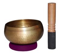 Tressify Campana tibetana portatile da 8 cm, per meditazione, realizzata a mano, con attaccante e cuscino, per la consapevolezza del suono
