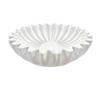 Tressify Ciotola con volant in resina bianca per esposizione decorativa, design creativo di lusso con bordo foglia, 15 x 15 x 5 cm, stile moderno minimalista per centrotavola soggiorno