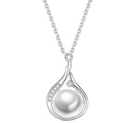 Tressify Collana con ciondolo in argento stile barocco con perle finte, collana da donna con design unico, catena da 45 cm, gioiello con perle finte per regali, anniversari o vacanze
