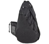 Tressify Disc Golf Slinger Bag, poliestere nero, borsa a tracolla singola, grande scomparto principale, tasca laterale in rete, porta bottiglia d'acqua, base rinforzata, 42,9 x 37,6 x 17,5 cm