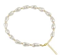 Tressify Grande collana di perle a forma di barocco, design unico a goccia d'acqua, catena dorata regolabile, elegante bianco lucido per occasioni eleganti