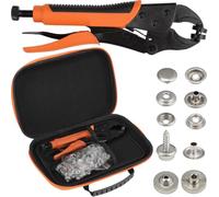 Tressify Kit di attrezzi a scatto resistente con 140 bottoni a pressione in metallo, kit di strumenti di fissaggio a scatto accompagnato da strumento di perforazione e 3 stampi, strumento a scatto con