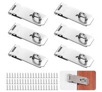 Tressify Lucchetto Hasp, set di serrature per cancello in acciaio inox con viti, serratura di sicurezza per porte, capannoni, armadi, finitura spazzolata da 10 cm, 6 pezzi