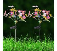 Tressify Luci decorative solari a forma di farfalla, 4 colori, luci solari da giardino a LED, impermeabili, luci solari per esterni, luci da giardino alimentate a energia solare, per decorare prato
