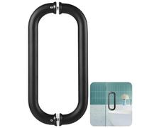 Tressify Maniglia per porta in vetro senza cornice nera opaca, maniglia a C in acciaio inox per doccia, distanza tra il montaggio di 27,4 cm