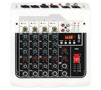 Tressify Mixer audio a 6 canali per DJ, karaoke, spettacoli teatrali ed eventi con USB Mp3, display a LED, struttura in metallo e plastica, funziona con computer