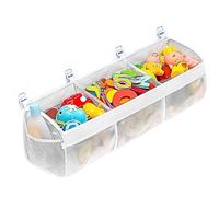 Tressify Organizer per giocattoli da bagno, rete da bagno extra lunga 63 cm, 3 tasche in rete, poliestere ad asciugatura rapida, ampia apertura, salvaspazio, per giocattoli, saponi, shampoo