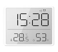 Tressify Orologio da parete digitale piccolo, monitor temperatura e umidità, display LCD con design ultra sottile, allarme multifunzione, alimentato a batteria portatile