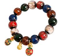 Tressify Pi Xiu - Braccialetto con perline in vetro smaltato multicolore e ciondolo talismano, gioiello decorativo in stile cinese per uomini e donne