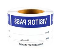 Tressify Rotolo blu per pass visitatori, etichette con nome per eventi scolastici in ufficio, pass per sala stampabile personalizzabile, colonna con data, cartello vietato fumare