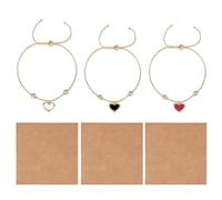 Tressify Set di 3 braccialetti dell'amicizia con ciondolo a forma di cuore per 3 sorelle, braccialetti in lega con biglietto, stile quotidiano