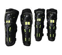 Tressify Set di 4 parastinchi per moto, ginocchiere e gomitiere, nero e verde, ingranaggio rigido, protezioni estese, traspiranti, regolabili, resistenti agli urti