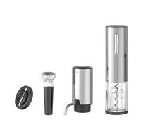 Tressify Set di apribottiglie elettrico e aeratore, dispenser automatico di vino, in acciaio inossidabile, tagliacapsule e tappo sottovuoto inclusi, estrattore di sughero ricaricabile, regalo per gli