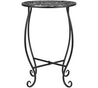 Tressify Supporto per piante in metallo, supporto rotondo da interno da 38,1 cm con staffa curva, piccolo telaio in ferro da esterno per decorazione domestica, altezza 38,1 cm con design intagliato