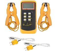 Tressify Termometro digitale a canale, termocoppia tipo K, sonde in metallo e morsetti di temperatura, Delta T in tempo reale, display LCD ad alta precisione, ℃/℉/K