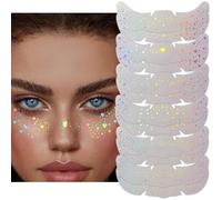 Tressora 12 tatuaggi glitterati con lentiggini e lentiggini impermeabili per donne, graziosi accessori per trucchi e feste
