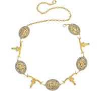 Tressora Belly Chain Western Style Cintura con ciondolo a forma di cavallo e cranio Longhorn, gioiello decorativo per fianchi con stile sud-ovest