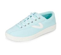 TRETORN Canvas Sneakers Women's Lace-up Casual Tennis Shoes Style, Nyliteplus-Scarpe da Ginnastica da Donna in Tela, con Lacci, Stile Classico Vintage, Nastro in Gros Grain a Righe Bianco Menta, 43 EU