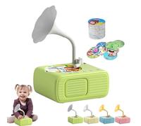 Tretregard Kids Phonograph, with 96 Learning Cards and 8 Recording Cards, Music Story Player Improves Listening Skill Audio Book Gift for Boys and Girls (Green)