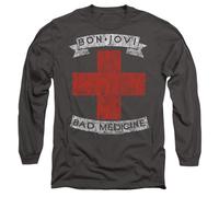 Trevco, INC. Bon Jovi Bad Medicine Long Sleeve T Shirt, Charcoal, Carbone, XL Unisex-Adulto