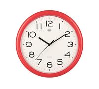 Trevi OM 3301 Orologio da Parete Silenzioso 24cm, Movimento Continuo SWEEP Senza Tic-Tac, Design Moderno e Minimalista, Ideale per Casa e Ufficio, Funzionamento con Batteria AA, Rosso