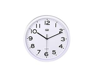 Trevi OM 3302 S Orologio da Parete Silenzioso con Movimento SWEEP, Diametro 30cm, Design Moderno ed Essenziale, Ideale per Camera da Letto e Ufficio, Funzionamento con Batteria Stilo AA, Bianco