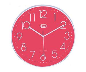 Trevi Om 3508 S Orologio da Parete Silenzioso con Movimento Sweep, Diametro 30cm e Numeri in Rilievo per Facile Lettura, Ideale per Camera da Letto e Ufficio, Funzionamento con Batteria AA, Rosa