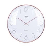 Trevi OM 3512 S Orologio da Muro al Quarzo in Vetro Curvo Antiriflesso, Cornice e Lancette in Metallo, Movimento Silenzioso Sweep, Diametro 30 cm, Oro