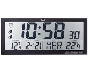 Trevi OM 3530 RC Orologio da Parete Radiocontrollato con Grande Display e Sensore Esterno Senza Fili, Termometro e Calendario Multilingue