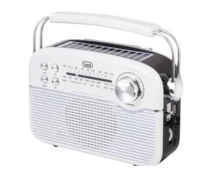 Trevi RA 7F50 BT Radio Portatile Wireless Multibanda FM AM SW con Lettore MP3, USB, Micro SD, Batteria al Litio Ricaricabile e Pannello Solare USB Type-C, Bianco