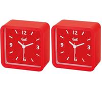 Trevi SL 3820 Sveglia con Grande Quadrante, Finitura Gommata e Cover Silicone Antiurto, Movimento Silenzioso Sweep, Appendibile a Parete, Rosso (Confezione da 2)