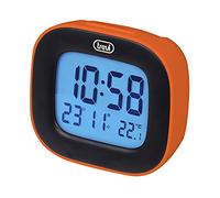 Trevi SLD 3875 Orologio Digitale con Display LCD, Sveglia, Termometro, Calendario e Funzione Snooze, Arancio