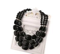TREWQ Boho Chunky Acrilico Link Chain Multi-Piani Moda Handmade Cuban Chain Collar Gioielli Collana Abiti Maglione Accessori Black