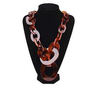 TREWQ Collana Lunga Boho Collana Esagerata con Stampa Leopardata da Donna Catena Maglione in Resina Acrilica Vintage Girocollo Color Marmo Etnico Vintage E